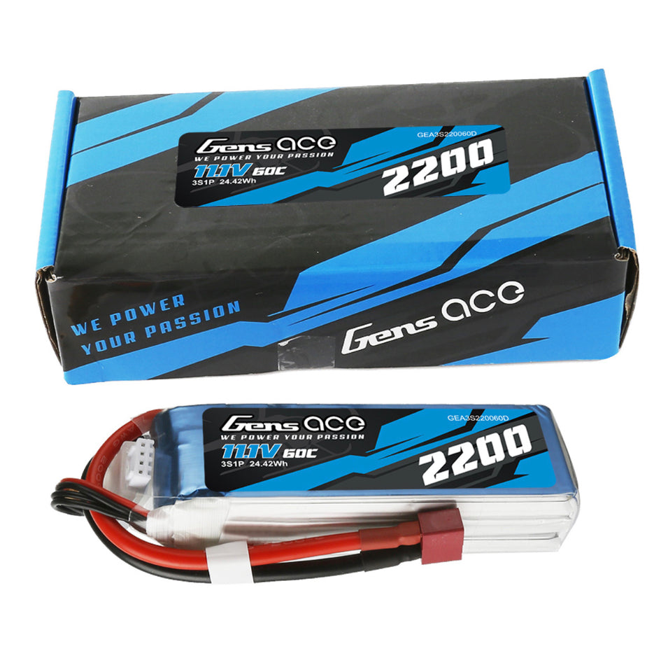 Gens Ace 11.1V 60C 2200 Lipo Deans