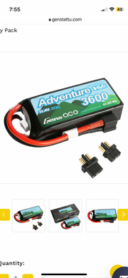 Gens Ace Adventure High Voltage 3600mAh 3S1P 11.4V 60C Lipo Battery With Deans And XT60 Adapter